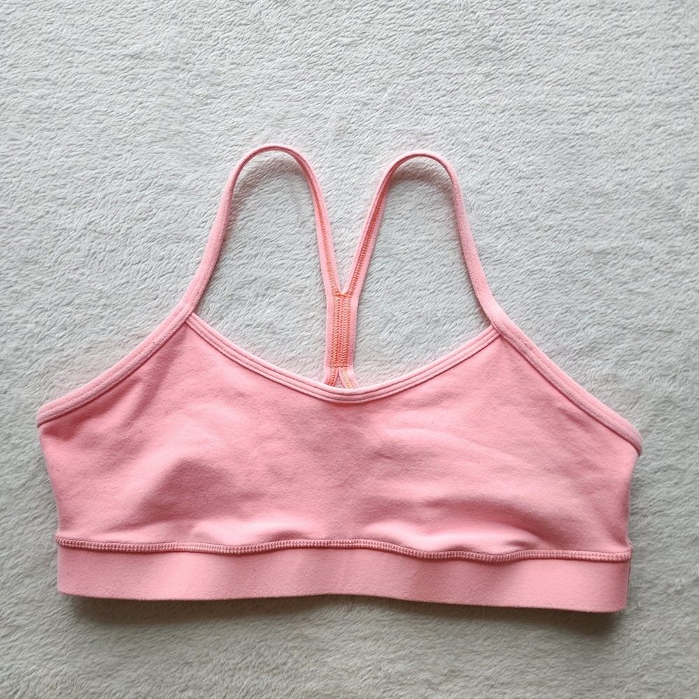 Lululemon Flow Y Bra Dot Size 8 Pink Strappy Racerback Yoga Sport Gym Pilates